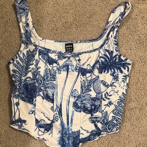 SHEIN Botanical Blue and White Camisole